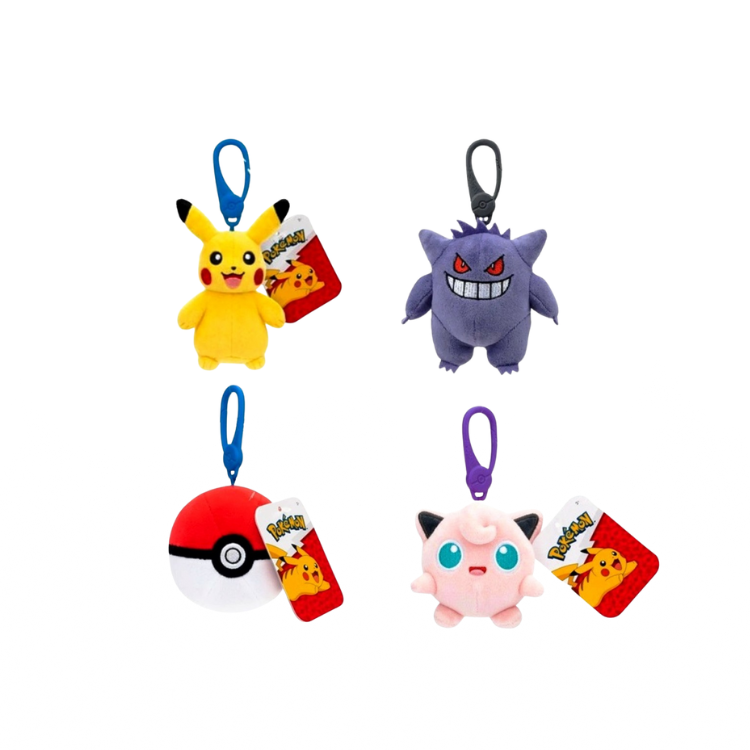 Pokémon Clip-on Knuffel 9 cm - 4 stuks